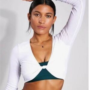 Alo Yoga Ribbed Knotty Long Sleeve Top white sz M